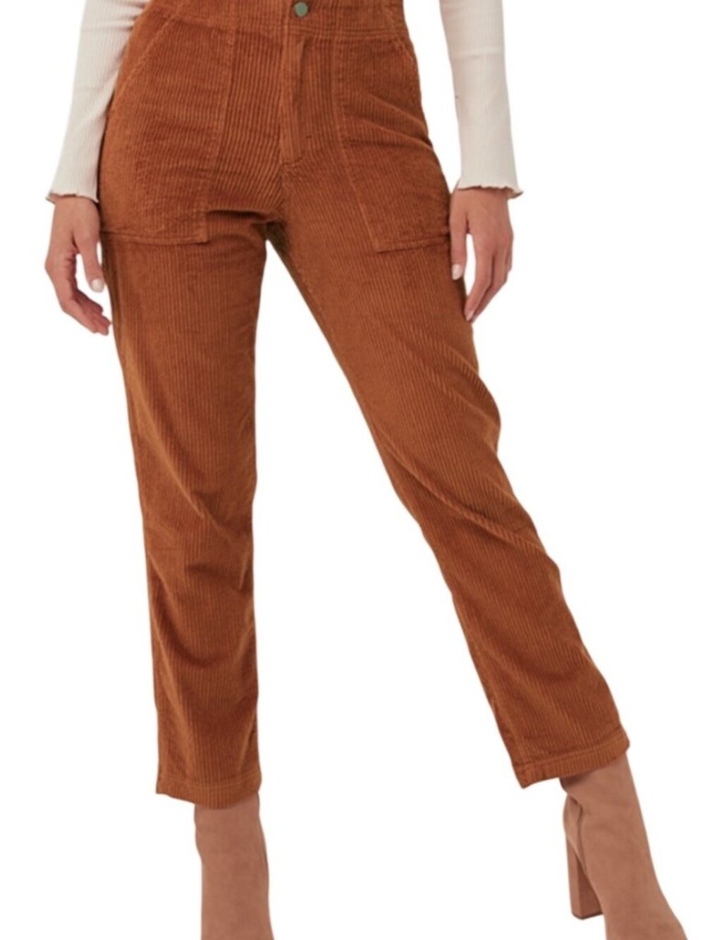 Pact Rust red Corduroy Straight-Leg Pants patch pockets Organic Cotton Large